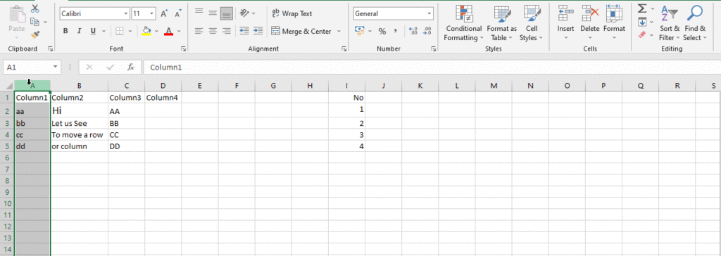 Manipulating Rows and Columns in Excel – MS Excel tutorial