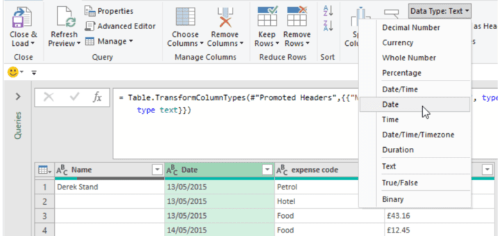 Data Transformation in Excel