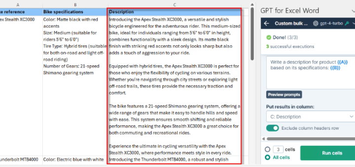 Chat GPT INSIDE Excel