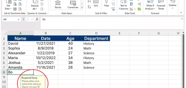 Data Validation in Excel